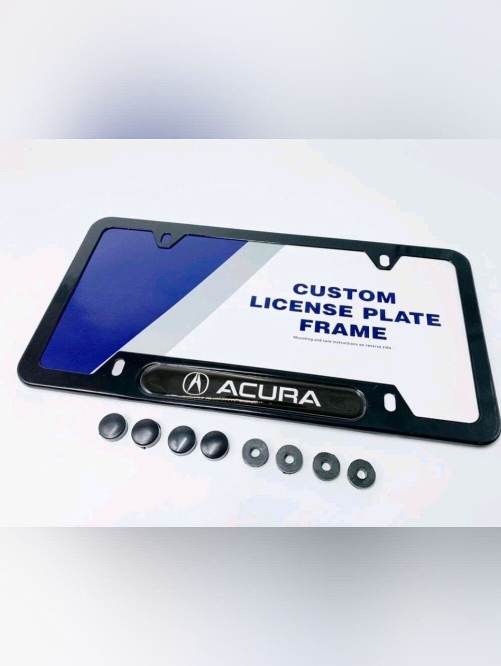 Acura Black Unbreakable Polycarbonate License Plate Frame - White - Licensed.